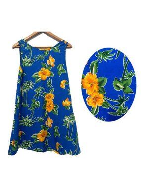 Vintage Hawaiian Polynesian Tropical Floral Luau Shift Dress / Coverup